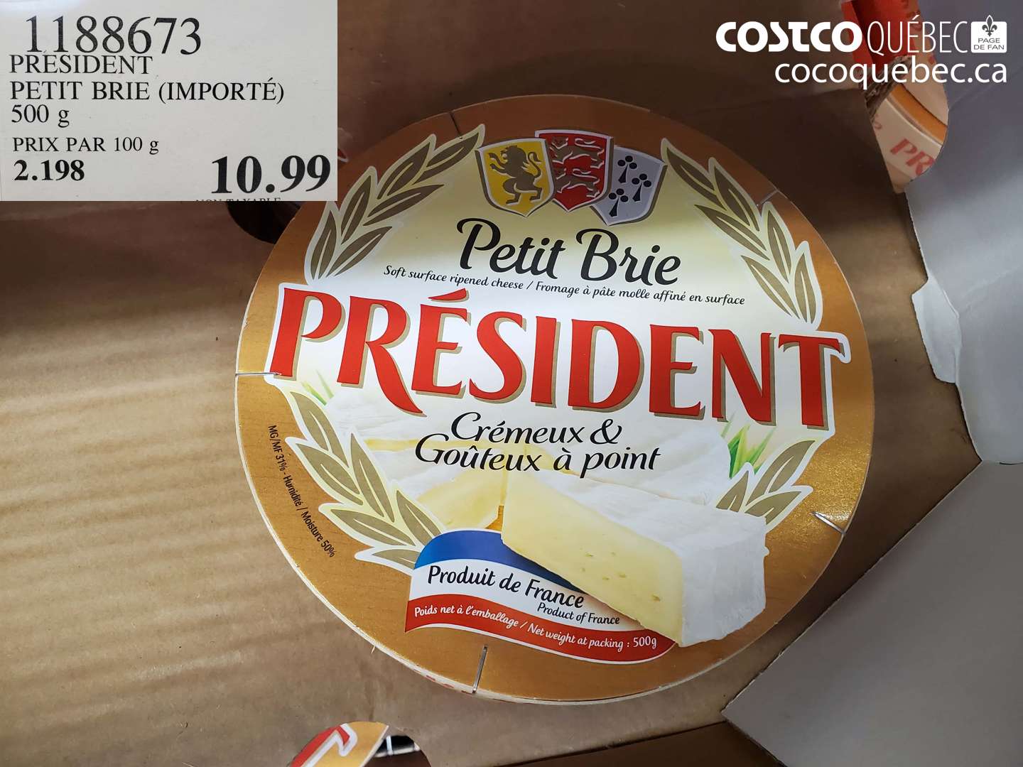 1188673 PRESIDENT PETIT BRIE (IMPORTÉ) 500 G $10.99