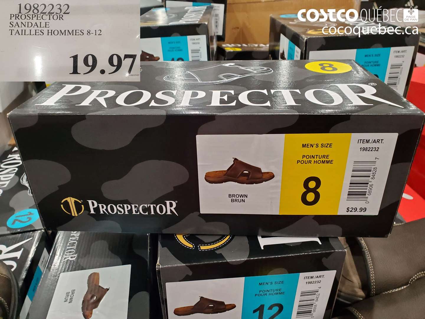 1982232 PROSPECTOR SANDALE TAILLES HOMMES 8-12 $19.97