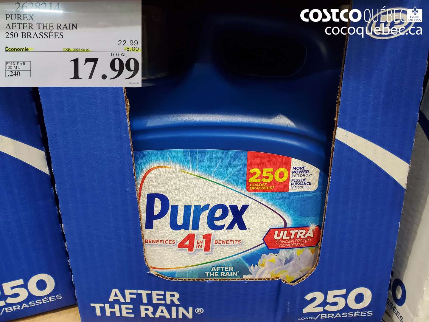 2628214 PUREX AFTER THE RAIN 250 BRASSÉES ($5.00 INSTANT SAVINGS EXPIRES ON 2026-08-02) $17.99