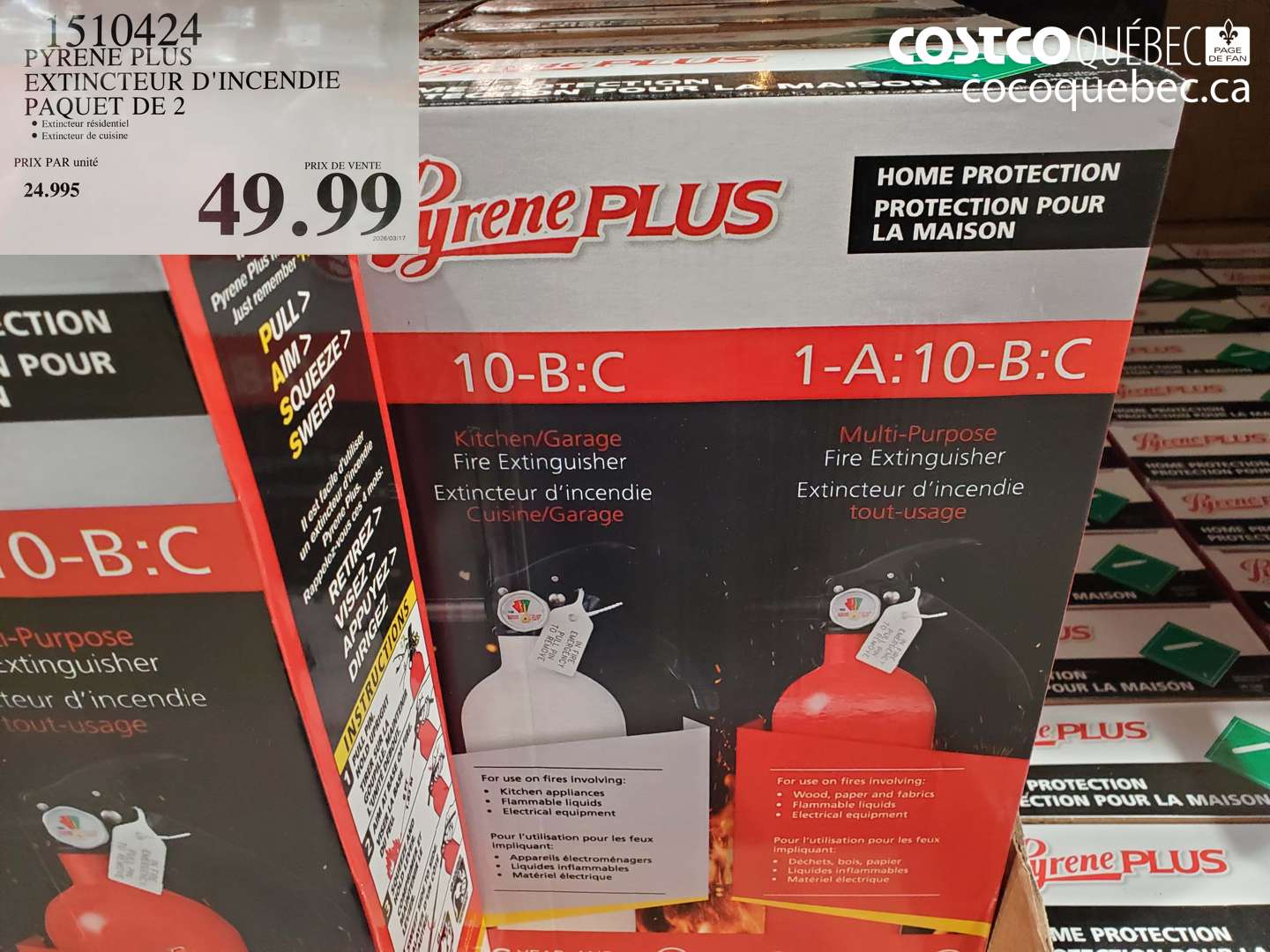1510424 PYRENE PLUS EXTINCTEUR D'INCENDIE PAQUET DE 2 $49.99
