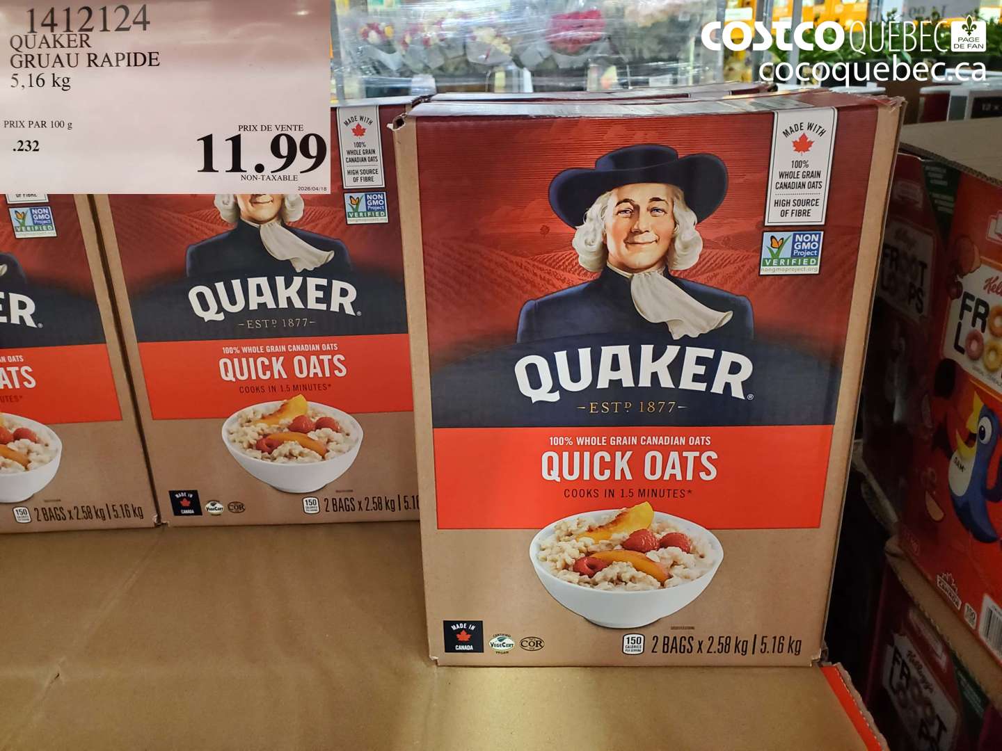 1412124 QUAKER GRUAU RAPIDE 5.16 KG $11.99