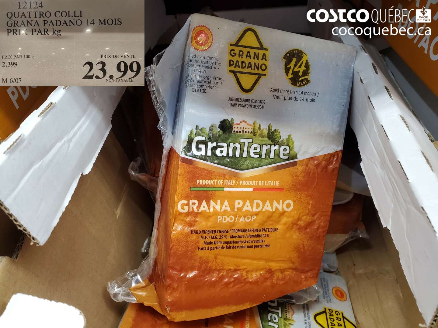12124 QUATTRO COLLI GRANA PADANO 14 MOIS $23.99