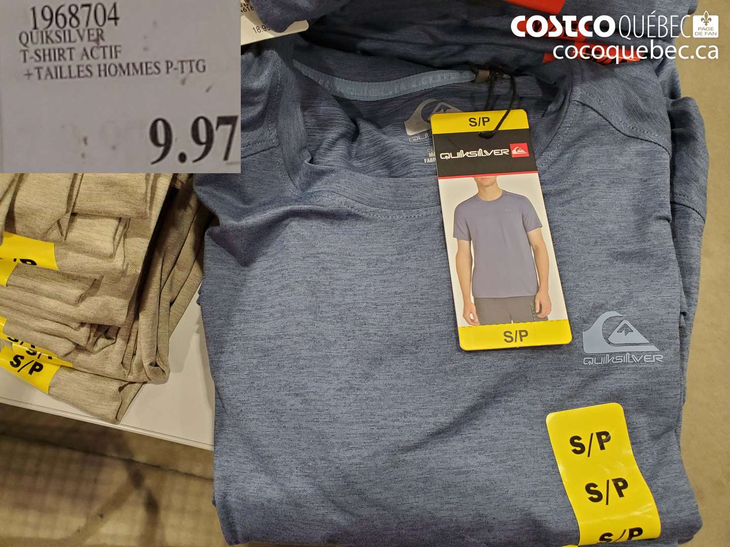 1968704 QUIKSILVER T-SHIRT ACTIF +TAILLES HOMMES P-TTG $9.97