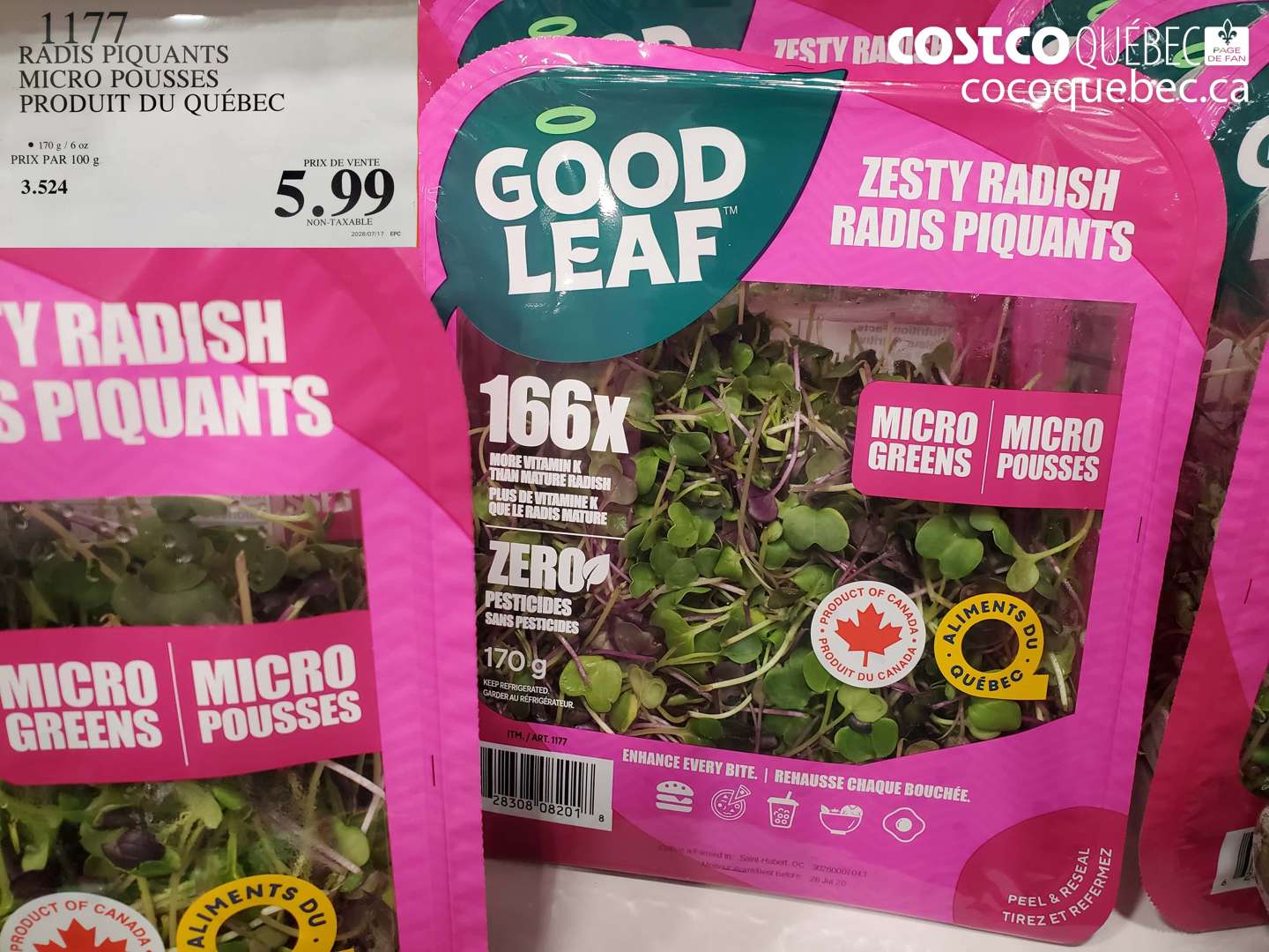 1177 RADIS PIQUANTS MICRO POUSSES PRODUIT DU QUÉBEC $5.99
