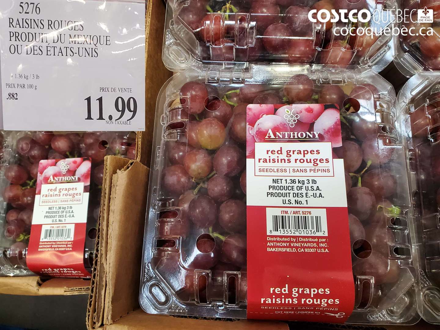 5276 RAISINS ROUGES PRODUIT DU MEXIQUE OU DES ETATS-UNIS $11.99