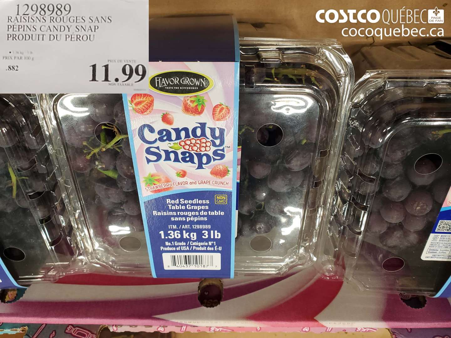1298989 RAISISNS ROUGES SANS PEPINS CANDY SNAP PRODUIT DU PÉROU $11.99