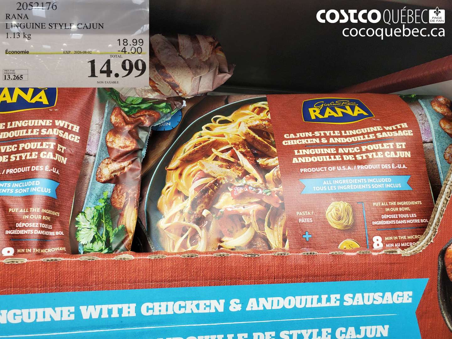 2052176 RANA LINGUINE STYLE CAJUN 1.13 KG ($4.00 INSTANT SAVINGS EXPIRES ON 2026-08-02) $14.99