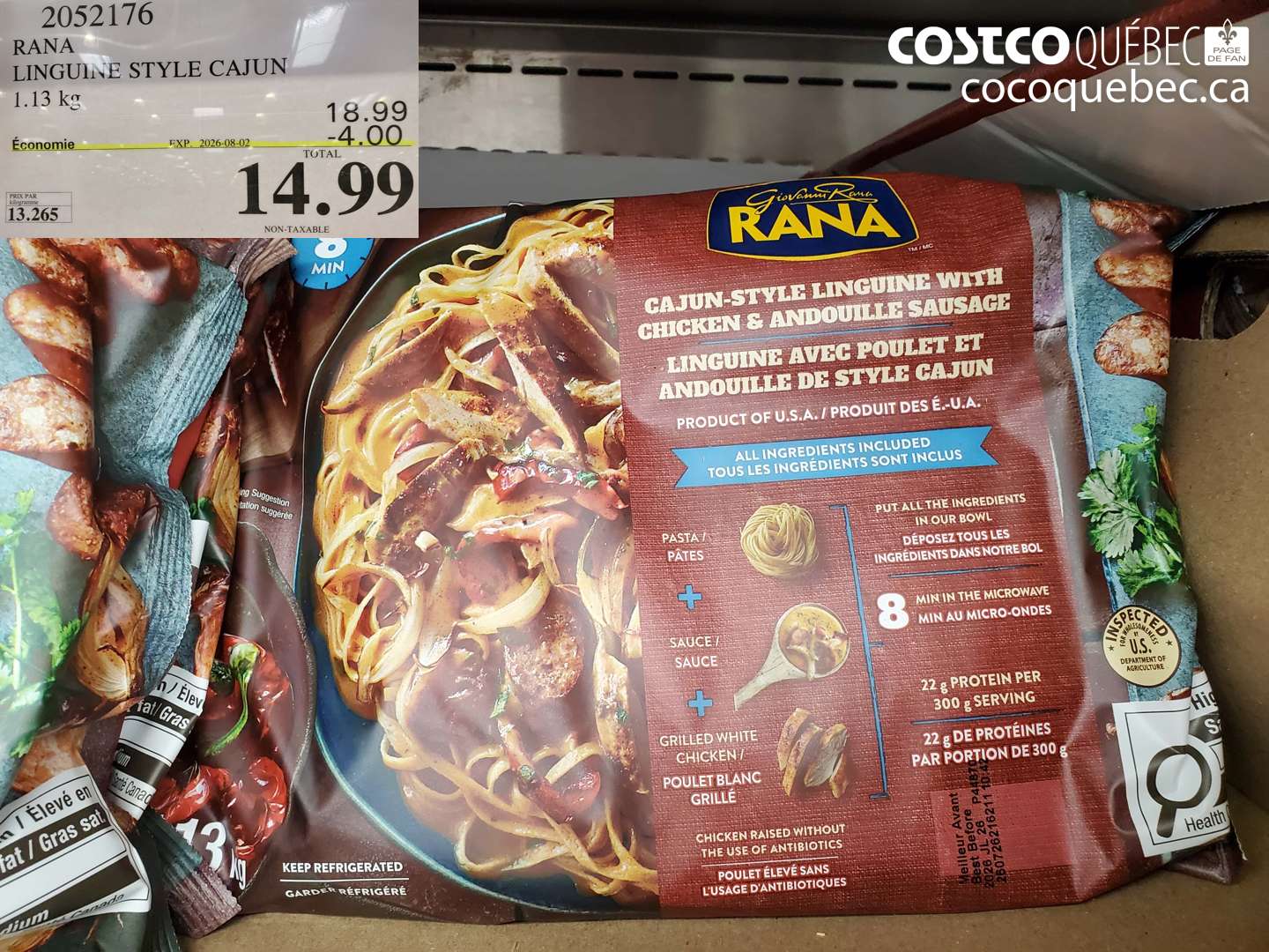2052176 RANA LINGUINE STYLE CAJUN 1.1 KG ($4.00 INSTANT SAVINGS EXPIRES ON 2026-08-02) $14.99