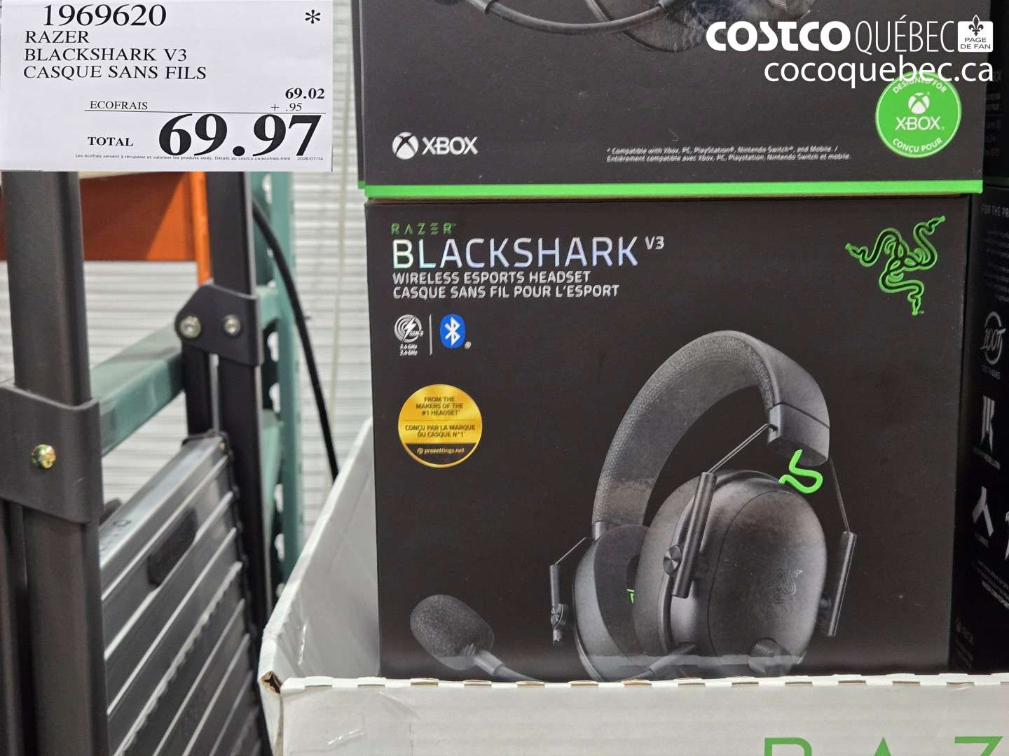 1969620 RAZER BLACKSHARK V3 CASQUE SANS FILS $69.97