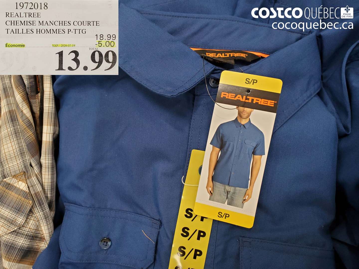 1972018 REALTREE CHEMISE MANCHES COURTE TAILLES HOMMES P-TTG ($5.00 INSTANT SAVINGS EXPIRES ON 2026-07-19) $13.99