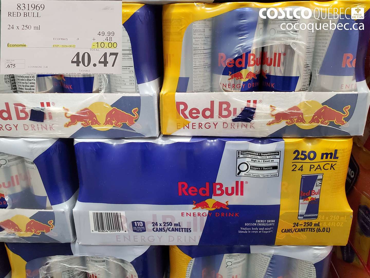 831969 RED BULL 24 X 250 ML ($10.00 INSTANT SAVINGS EXPIRES ON 2026-08-02) $40.47