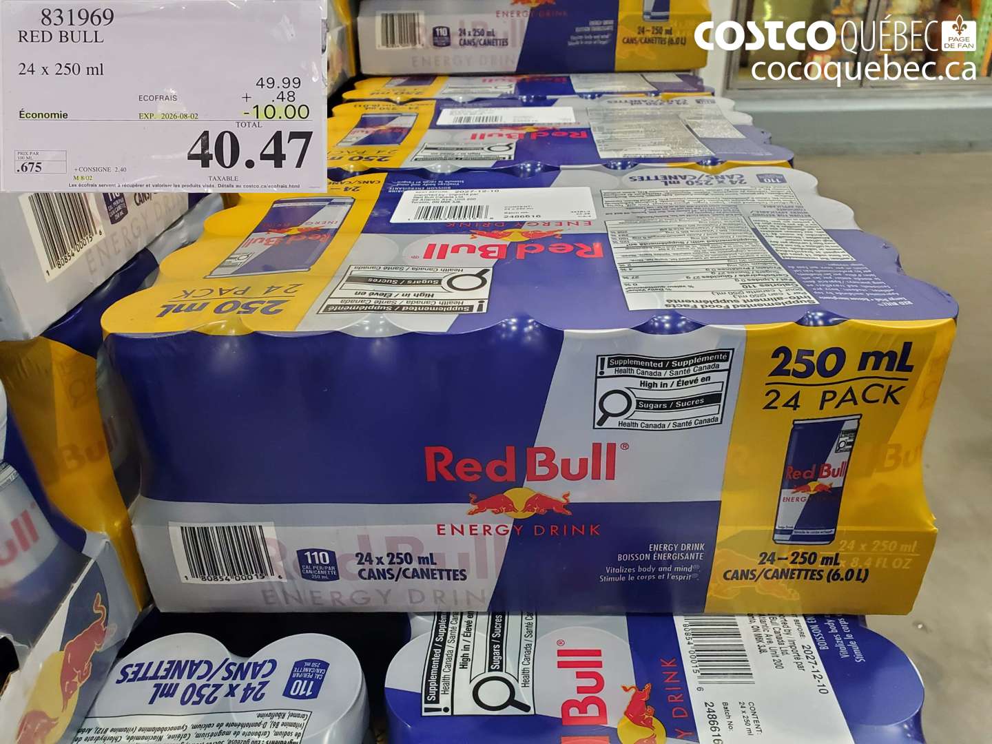 831969 RED BULL 24 X 250 ML ($10.00 INSTANT SAVINGS EXPIRES ON 2026-08-02) $40.47