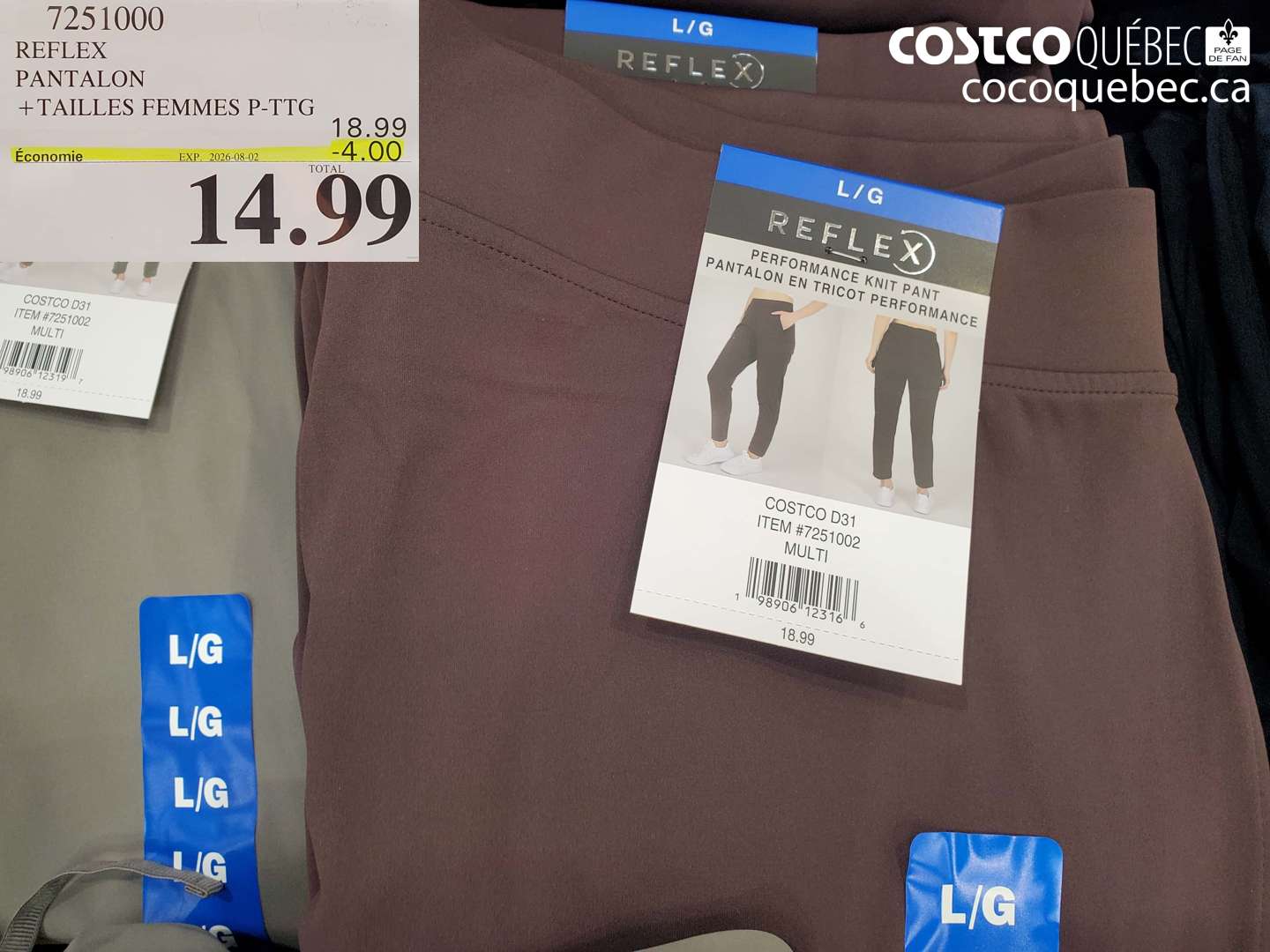 7251000 REFLEX PANTALON +TAILLES FEMMES P-TTG ($4.00 INSTANT SAVINGS EXPIRES ON 2026-08-02) $14.99