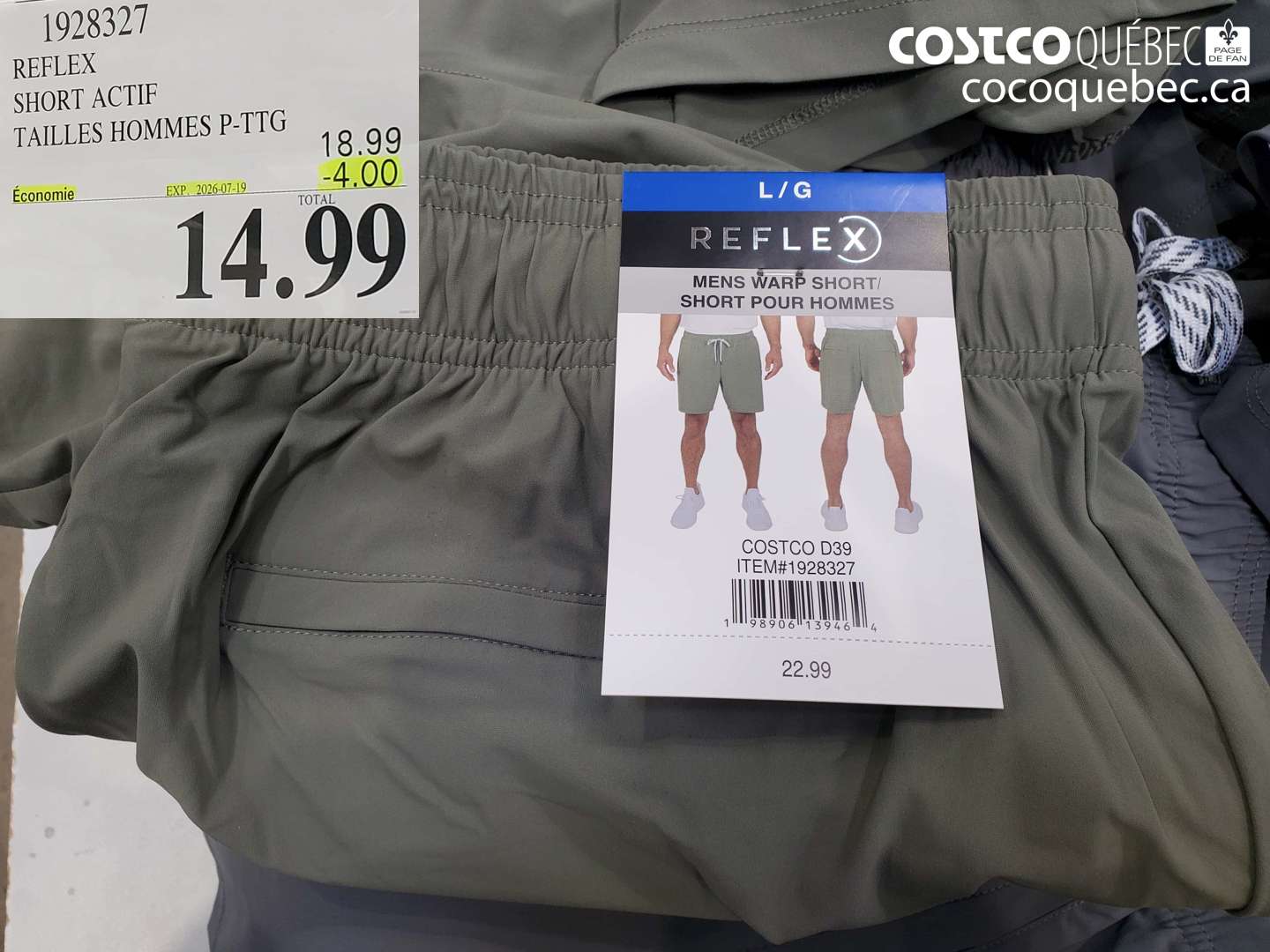 1928327 REFLEX SHORT ACTIF TAILLES HOMMES P-TTG ($4.00 INSTANT SAVINGS EXPIRES ON 2026-07-19) $14.99