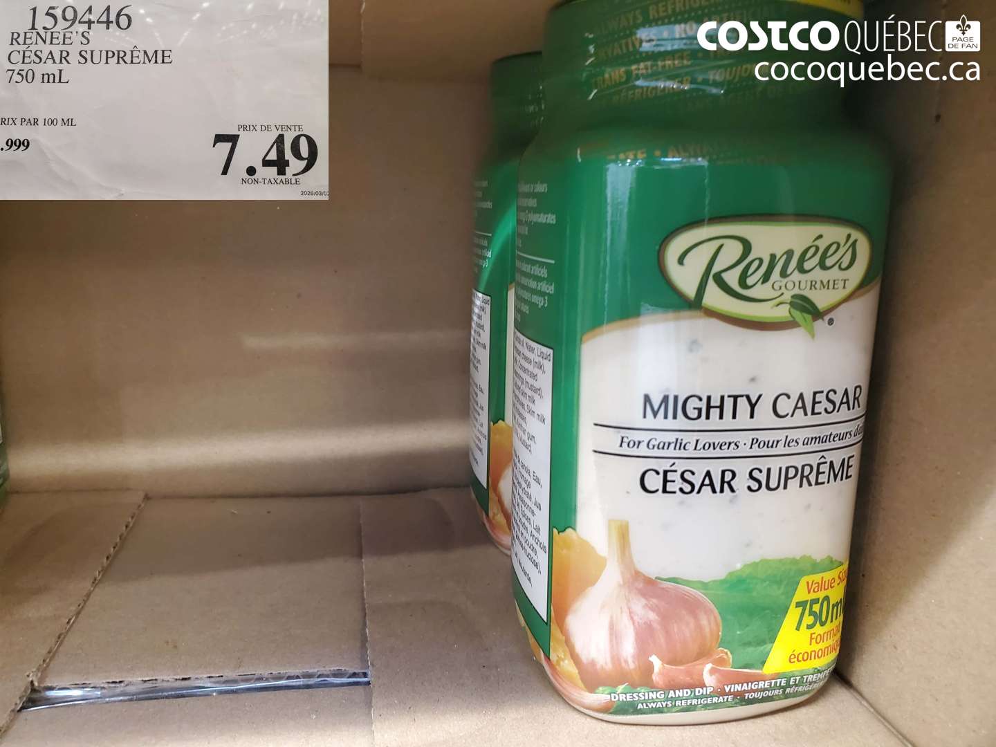 159446 RENEE'S CÉSAR SUPRÊME 750 ML $7.49