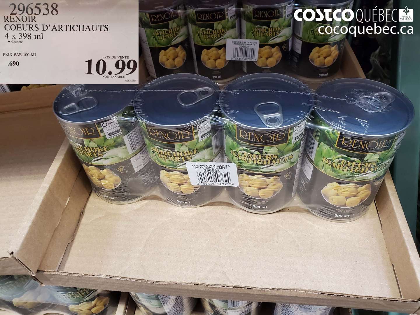 296538 RENOIR COEURS D'ARTICHAUTS 4 X 398 ML $10.99