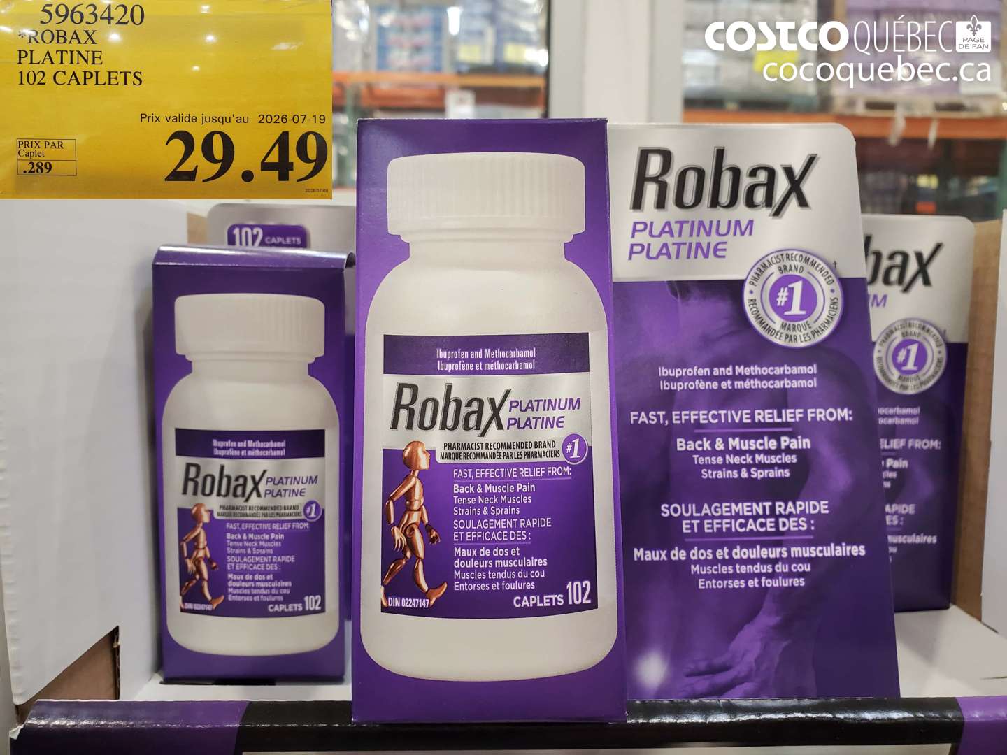 5963420 ROBAX PLATINE 102 CAPLETS (EXPIRES ON 2026-07-19) $29.49