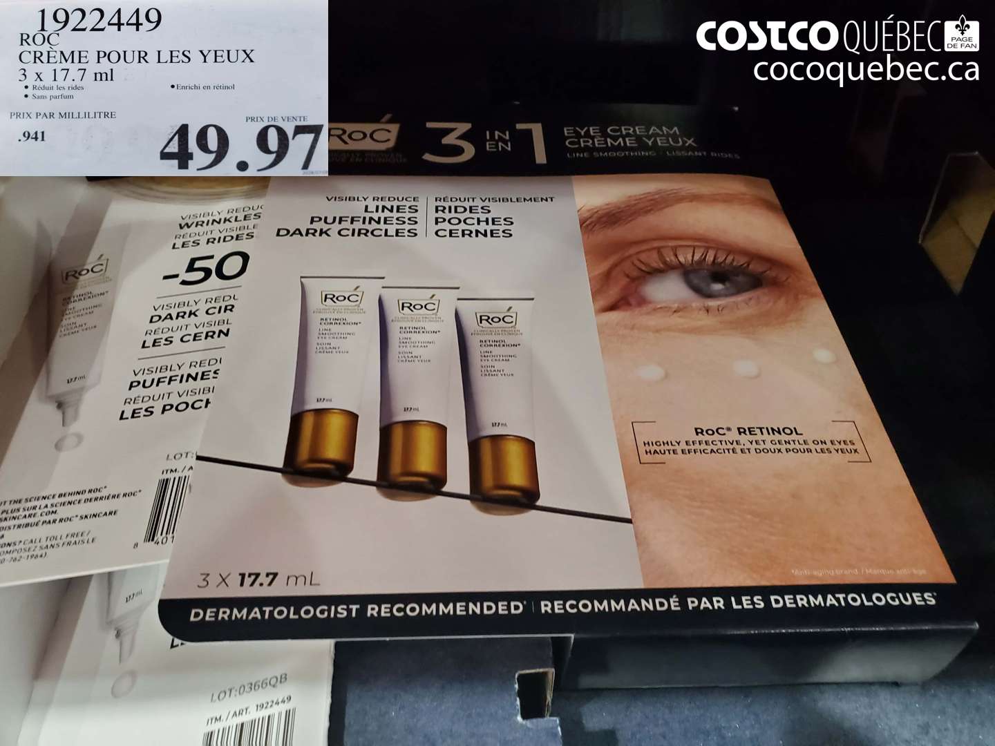1922449 ROC CRÈME POUR LES YEUX $49.97