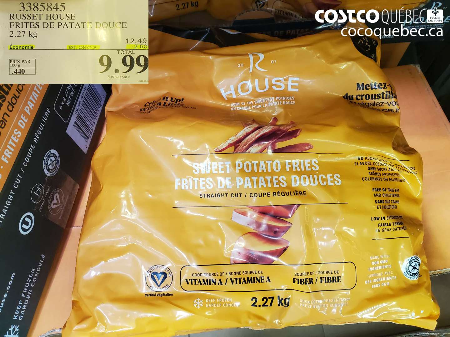 3385845 RUSSET HOUSE FRITES DE PATATE DOUCE 2.27 KG ($2.50 INSTANT SAVINGS EXPIRES ON 2026-07-19) $9.99