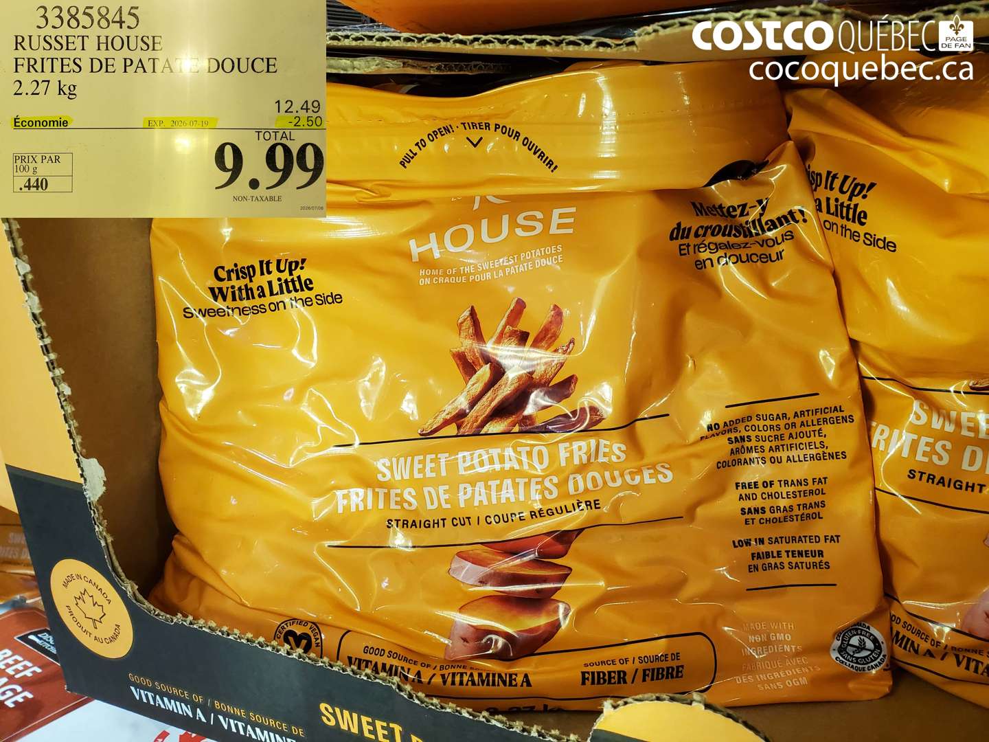 3385845 RUSSET HOUSE FRITES DE PATATE DOUCE 2.27 KG ($2.50 INSTANT SAVINGS EXPIRES ON 2026-07-19) $9.99