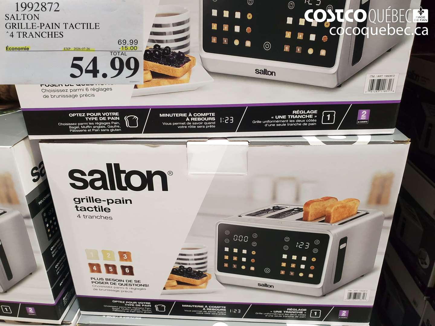1992872 SALTON GRILLE-PAIN TACTILE 4 TRANCHES ($15.00 INSTANT SAVINGS EXPIRES ON 2026-07-26) $54.99