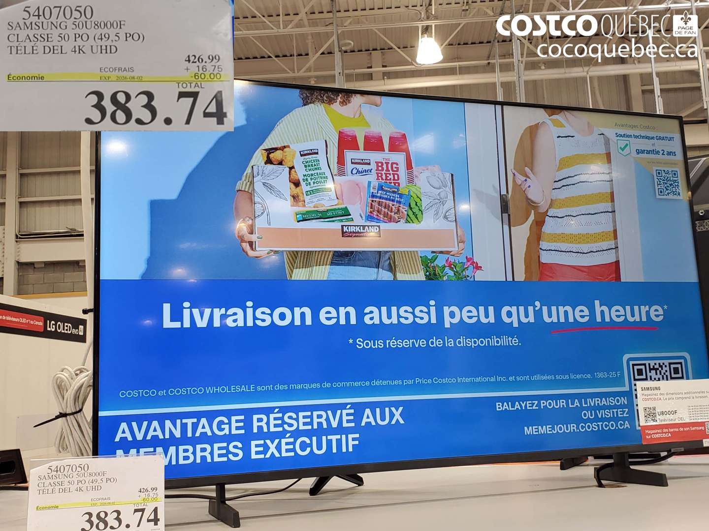 5407050 SAMSUNG 50U8000F CLASSE 50 PO (49.5 PO) TÉLÉ DEL 4K UHD ($60.00 INSTANT SAVINGS EXPIRES ON 2026-08-02) $383.74