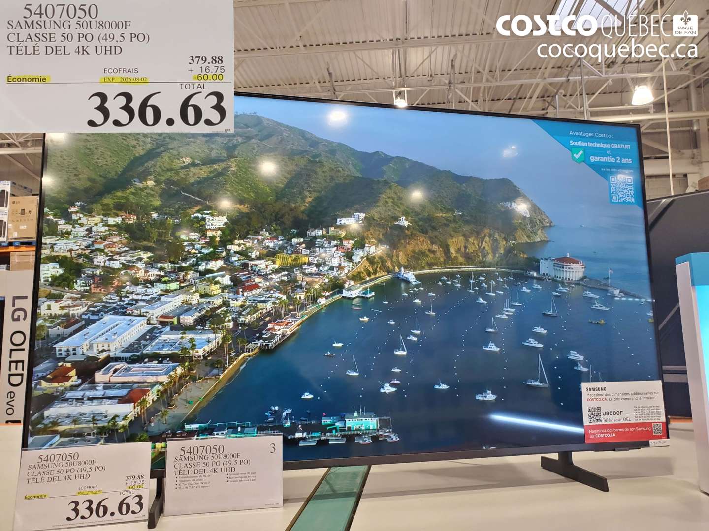 5407050 SAMSUNG 50U8000F CLASSE 50 PO (49.5 PO) TÉLÉ DEL 4K UHD ($60.00 INSTANT SAVINGS EXPIRES ON 2026-08-02) $336.63