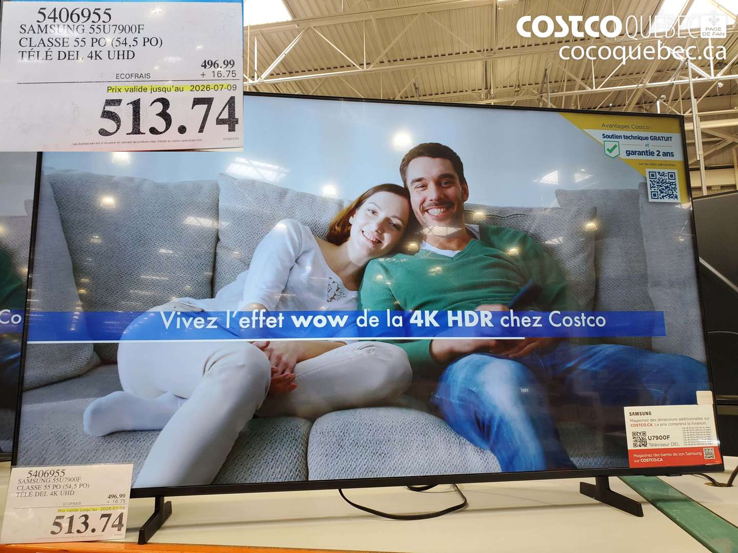 5406955 SAMSUNG 55U7900F CLASSE 55 PO (54.5 PO) TÉLÉ DEL 4K UHD (EXPIRES ON 2026-07-09) $513.74