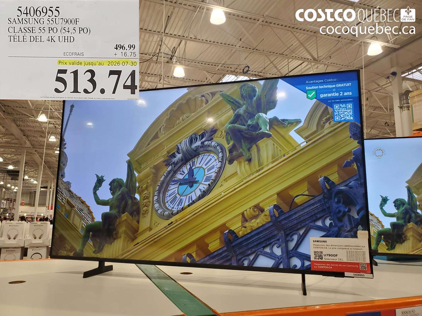 5406955 SAMSUNG 55U7900F CLASSE 55 PO (54.5 PO) TÉLÉ DEL 4K UHD (EXPIRES ON 2026-07-30) $513.74