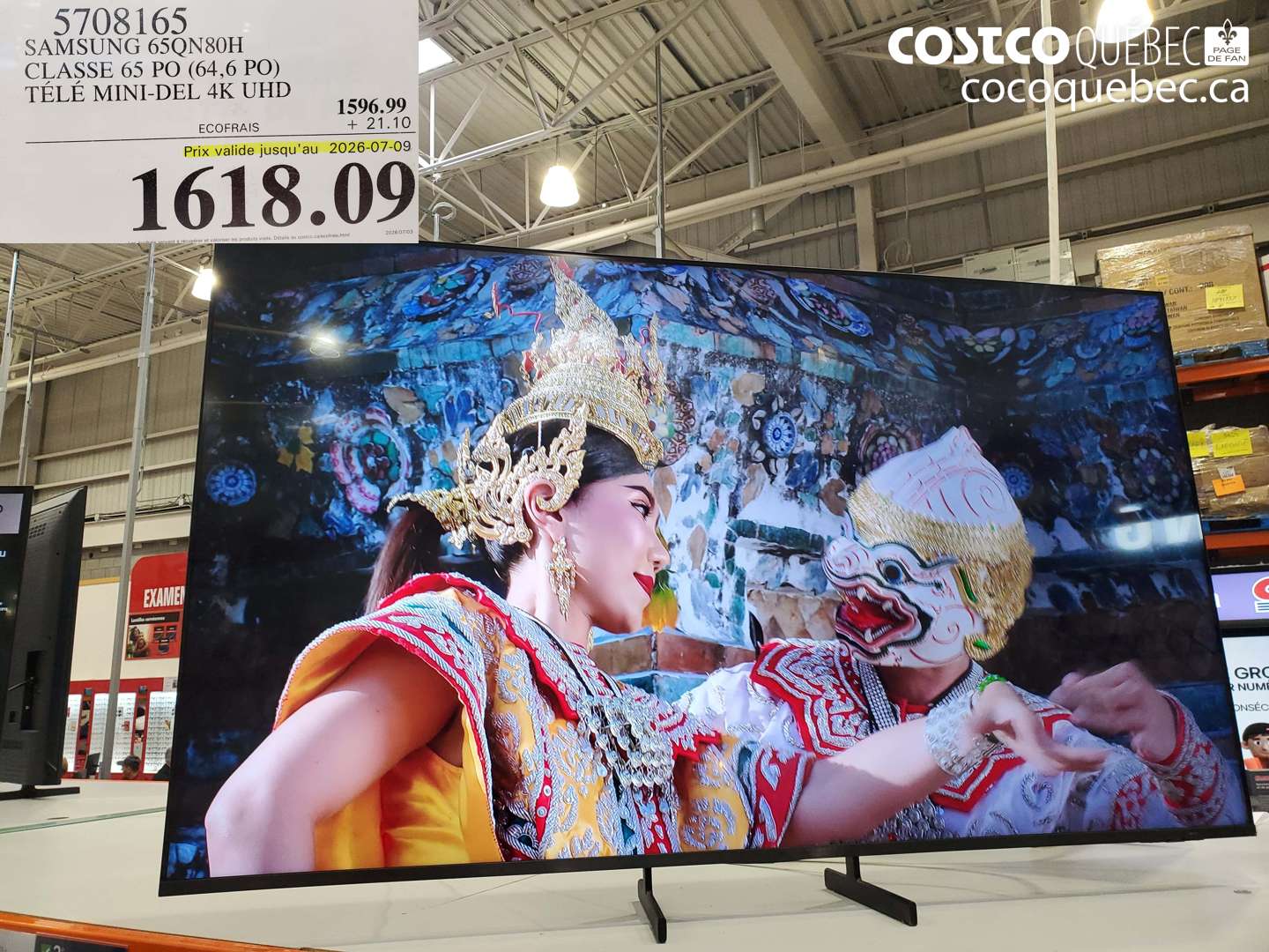5708165 SAMSUNG 65QN80H CLASSE 65 PO (64.6 PO) TÉLÉ MINI-DEL 4K UHD (EXPIRES ON 2026-07-09) $1618.09