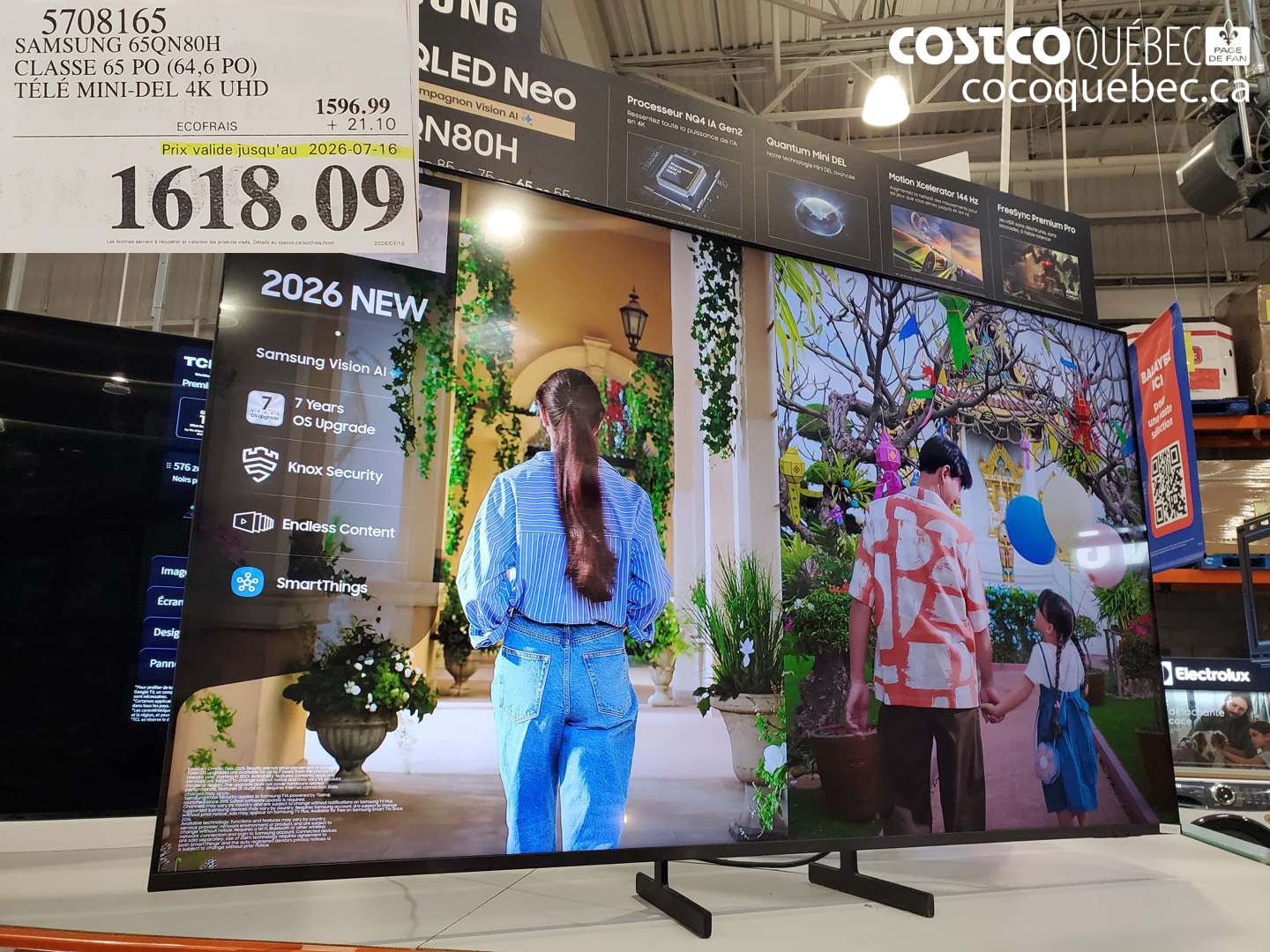 5708165 SAMSUNG 65QN80H CLASSE 65 PO (64.6 PO) TÉLÉ MINI-DEL 4K UHD (EXPIRES ON 2026-07-16) $1618.09