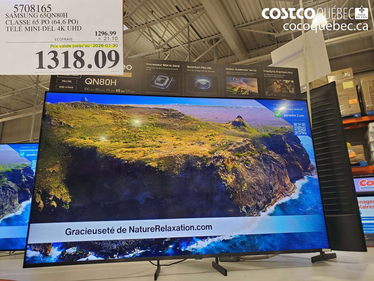 5708165 SAMSUNG 65QN80H CLASSE 65 PO (64.6 PO) TÉLÉ MINI-DEL 4K UHD (EXPIRES ON 2026-07-30) $1318.09