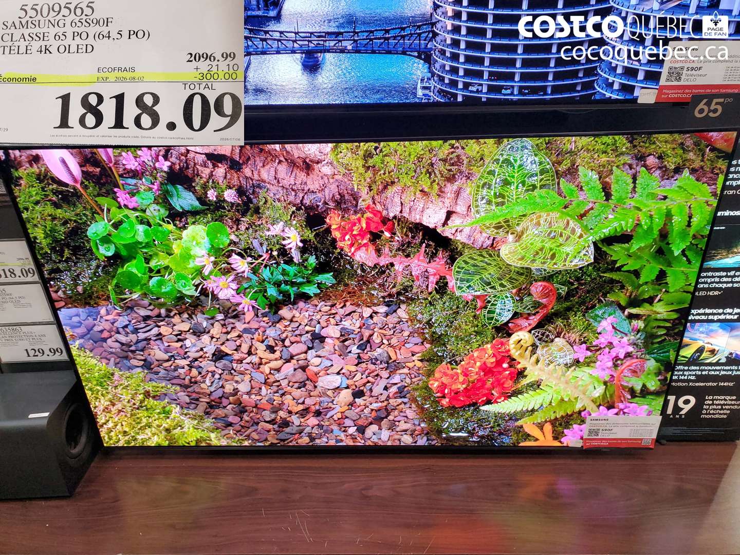 5509565 SAMSUNG 65S90F CLASSE 65 PO (64.5 PO) TÉLÉ 4K OLED ($300.00 INSTANT SAVINGS EXPIRES ON 2026-08-02) $1818.09