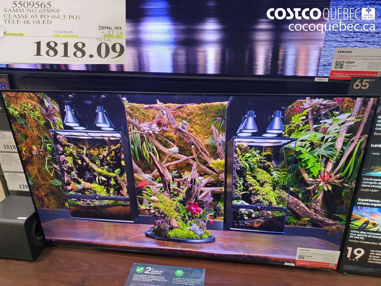 5509565 SAMSUNG 65S90F CLASSE 65 PO (64.5 PO) TÉLÉ 4K OLED ($300.00 INSTANT SAVINGS EXPIRES ON 2026-08-02) $1818.09
