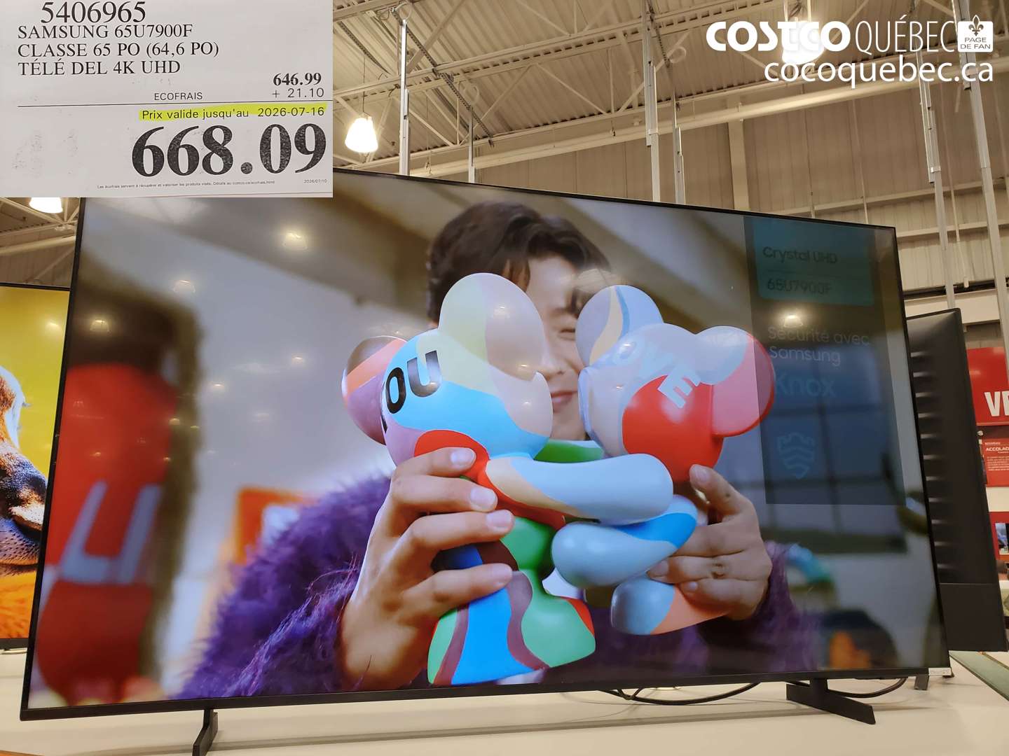 5406965 SAMSUNG 65U7900F CLASSE 65 PO (64.6 PO) TÉLÉ DEL 4K UHD (EXPIRES ON 2026-07-16) $668.09