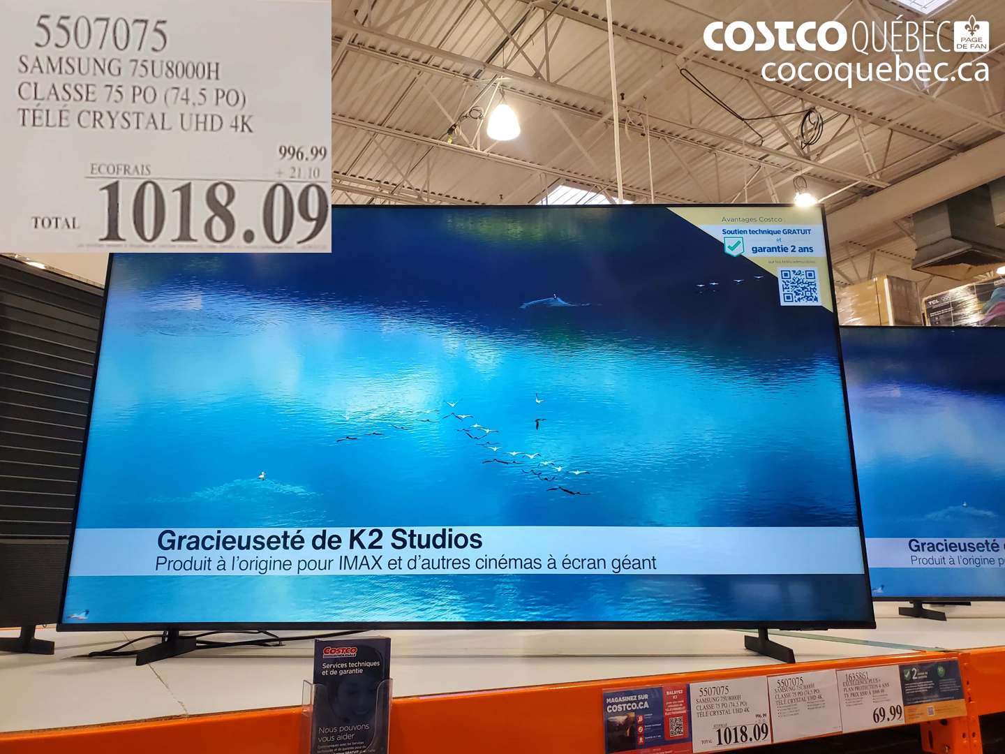5507075 SAMSUNG 75U8000H CLASSE 75 PO (74.5 PO) TÉLÉ CRYSTAL UHD 4K $1018.09