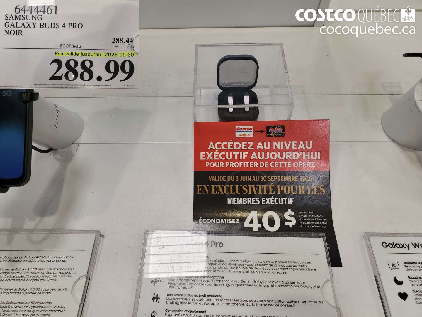 6444461 SAMSUNG GALAXY BUDS 4 PRO NOIR (EXPIRES ON 2026-09-30) $288.99