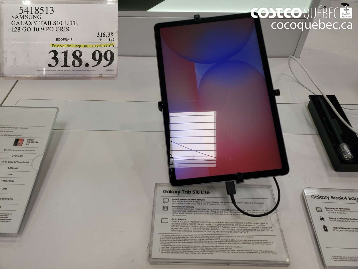 5418513 SAMSUNG GALAXY TAB S10 LITE 128 GO 10.9 PO GRIS (EXPIRES ON 2026-07-09) $318.99