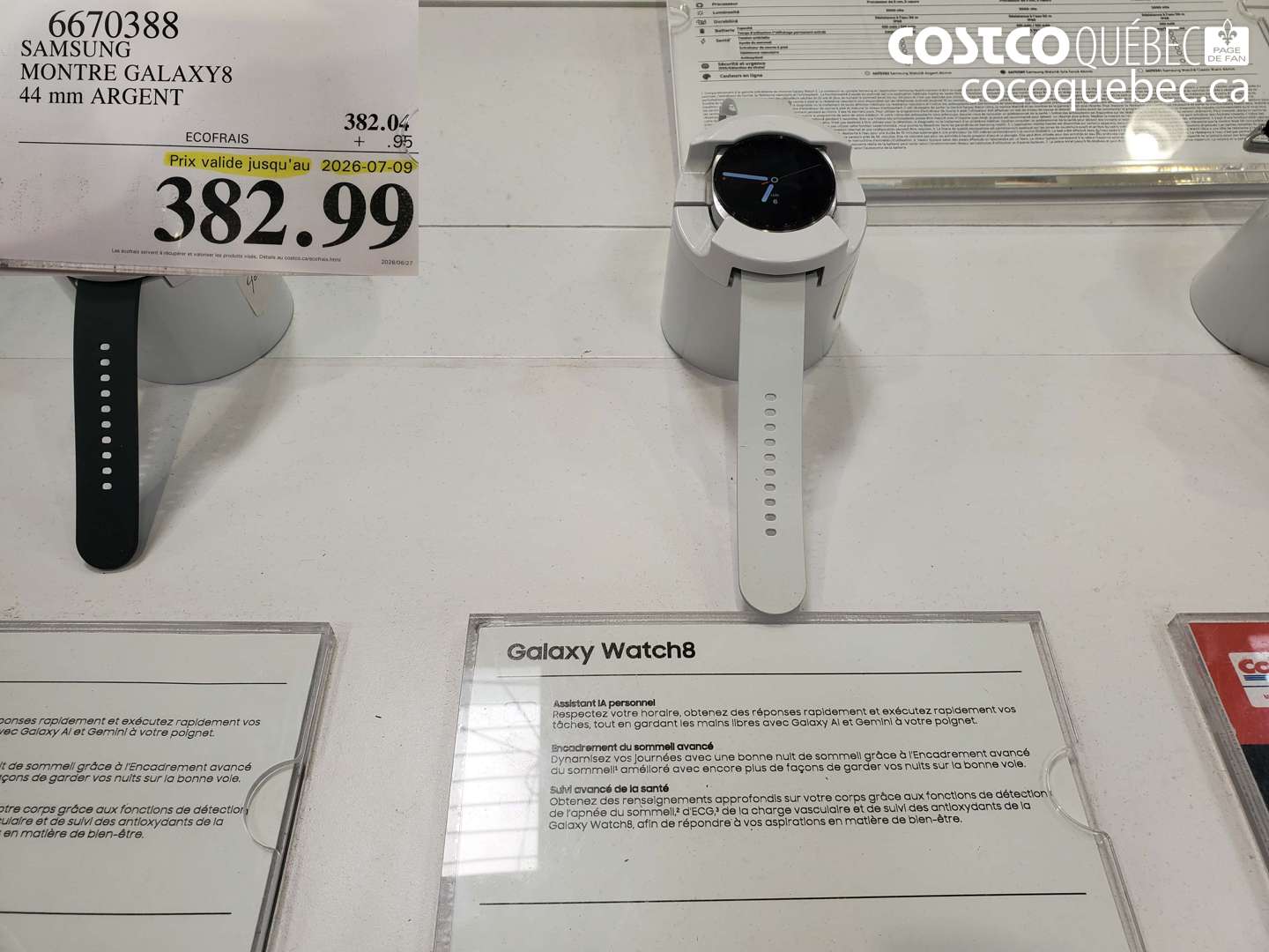 6670388 SAMSUNG MONTRE GALAXY8 44 MM ARGENT (EXPIRES ON 2026-07-09) $382.99