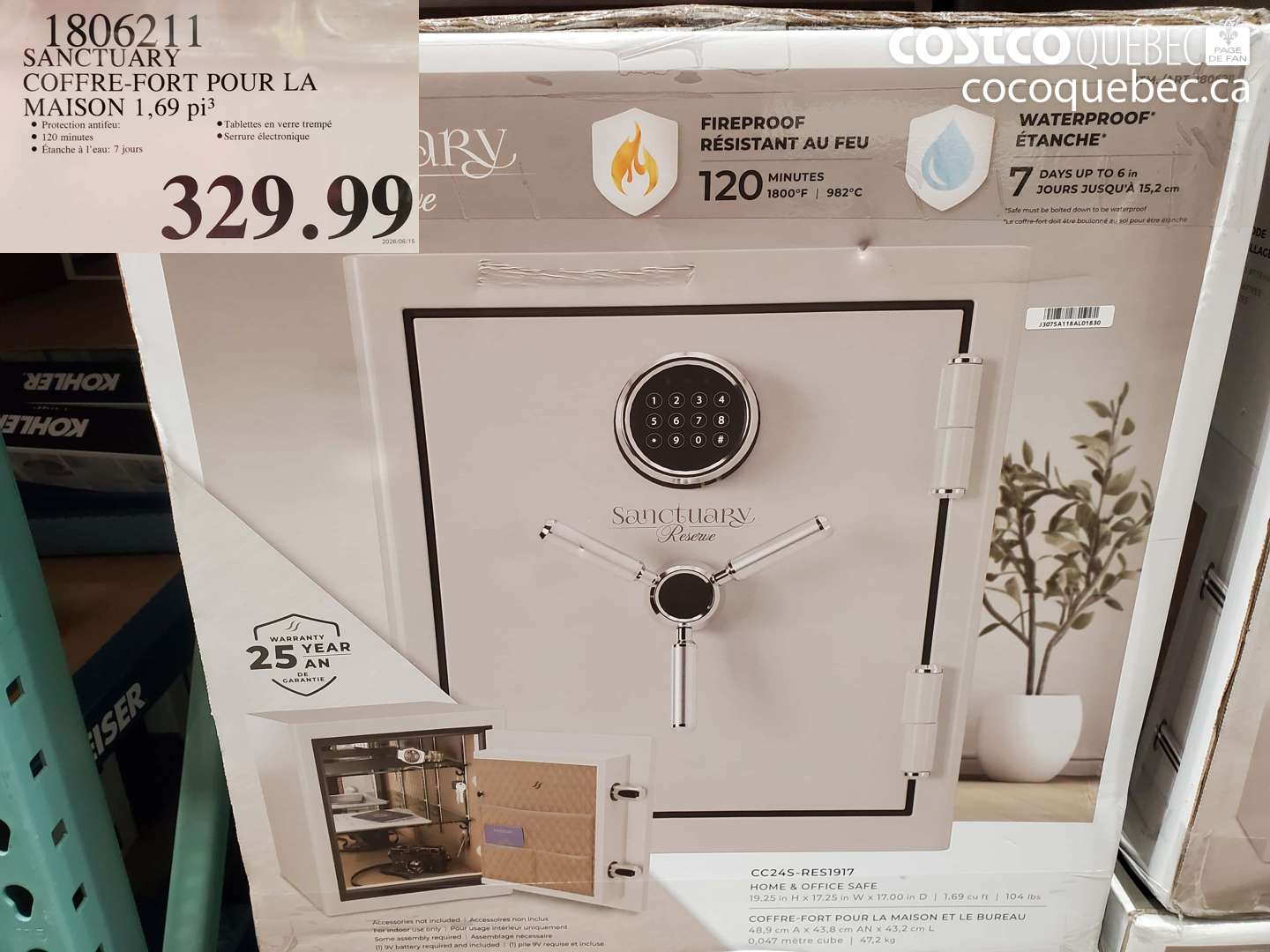 1806211 SANCTUARY COFFRE-FORT POUR LA MAISON 1.69 PI3 $329.99