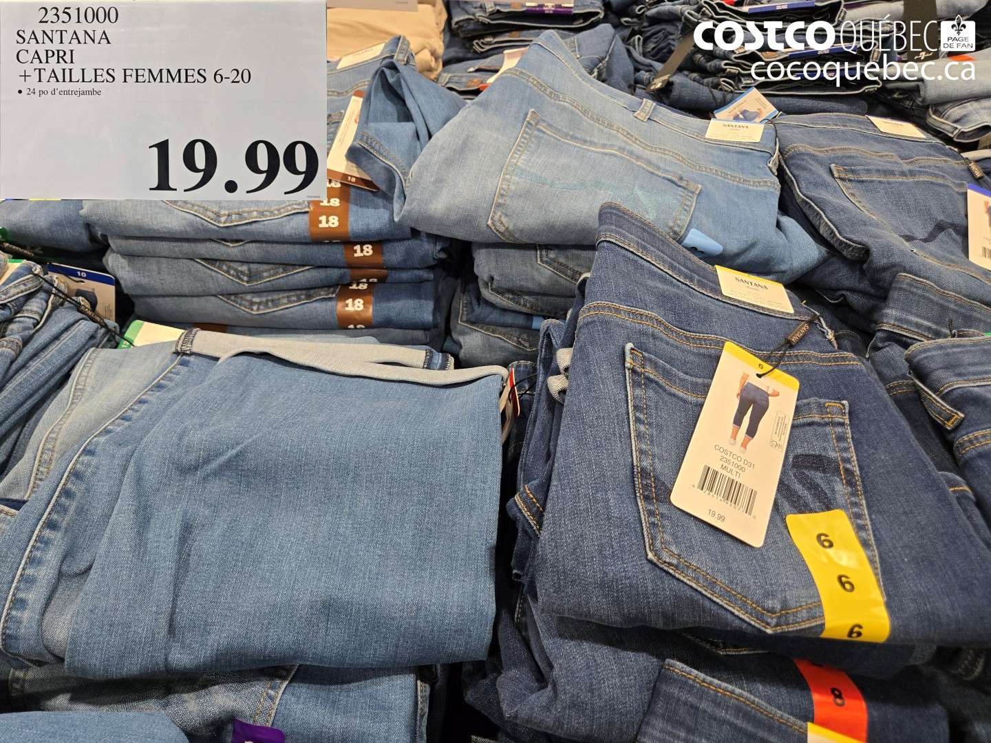2351000 SANTANA CAPRI + TAILLES FEMMES 6-20 $19.99