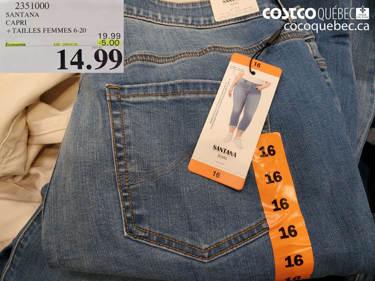2351000 SANTANA CAPRI + TAILLES FEMMES 6-20 ($5.00 INSTANT SAVINGS EXPIRES ON 2026-07-26) $14.99
