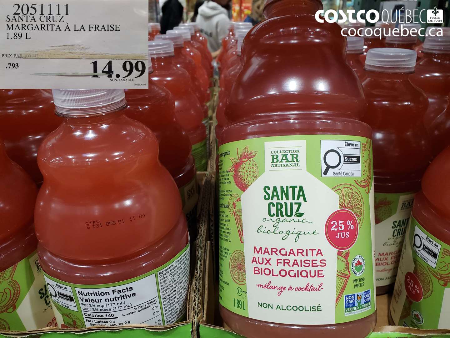 2051111 SANTA CRUZ MARGARITA À LA FRAISE 1.89 L $14.99