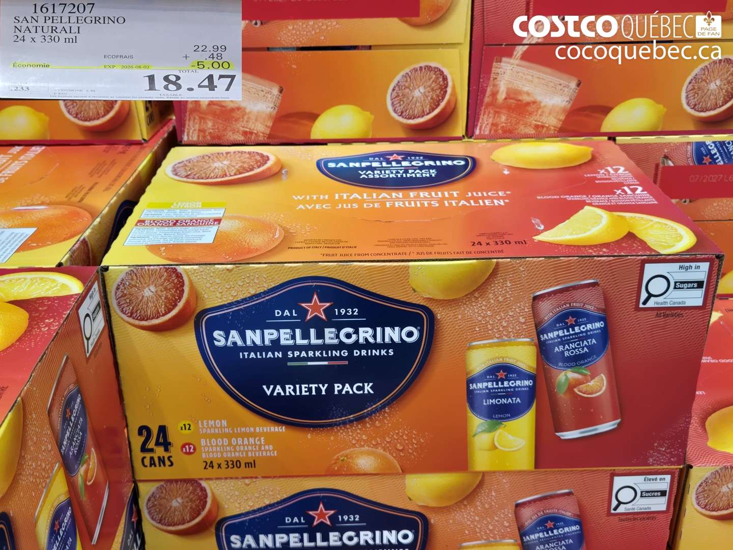 1617207 SAN PELLEGRINO NATURALI 24 X 330 ML ($5.00 INSTANT SAVINGS EXPIRES ON 2026-08-02) $18.47