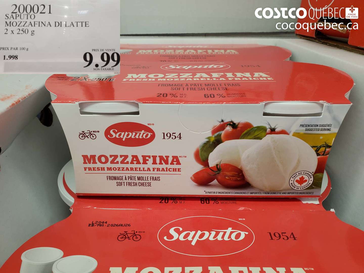200021 SAPUTO MOZZAFINA DI LATTE 2 X 250 G $9.99
