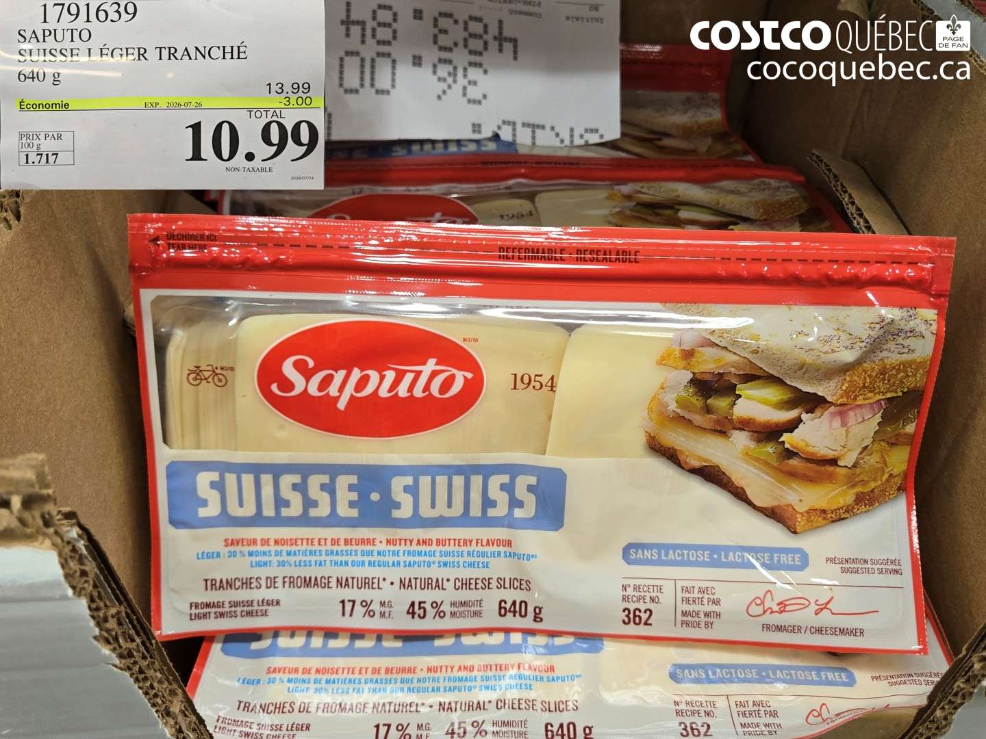1791639 SAPUTO SUISSE LÉGER TRANCHÉ ($3.00 INSTANT SAVINGS EXPIRES ON 2026-07-26) $10.99