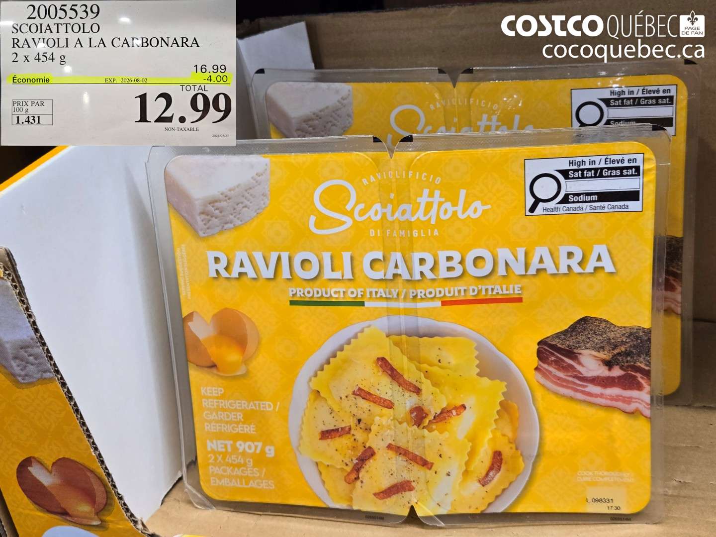 2005539 SCOIATTOLO RAVIOLI A LA CARBONARA ($4.00 INSTANT SAVINGS EXPIRES ON 2026-08-02) $12.99