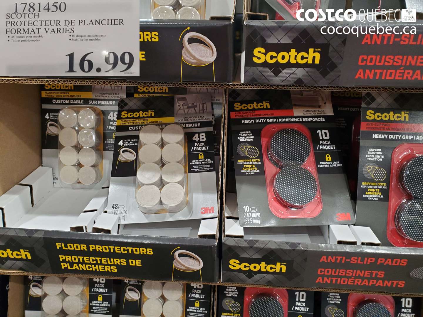1781450 SCOTCH PROTECTEUR DE PLANCHER FORMAT VARIÉS $16.99