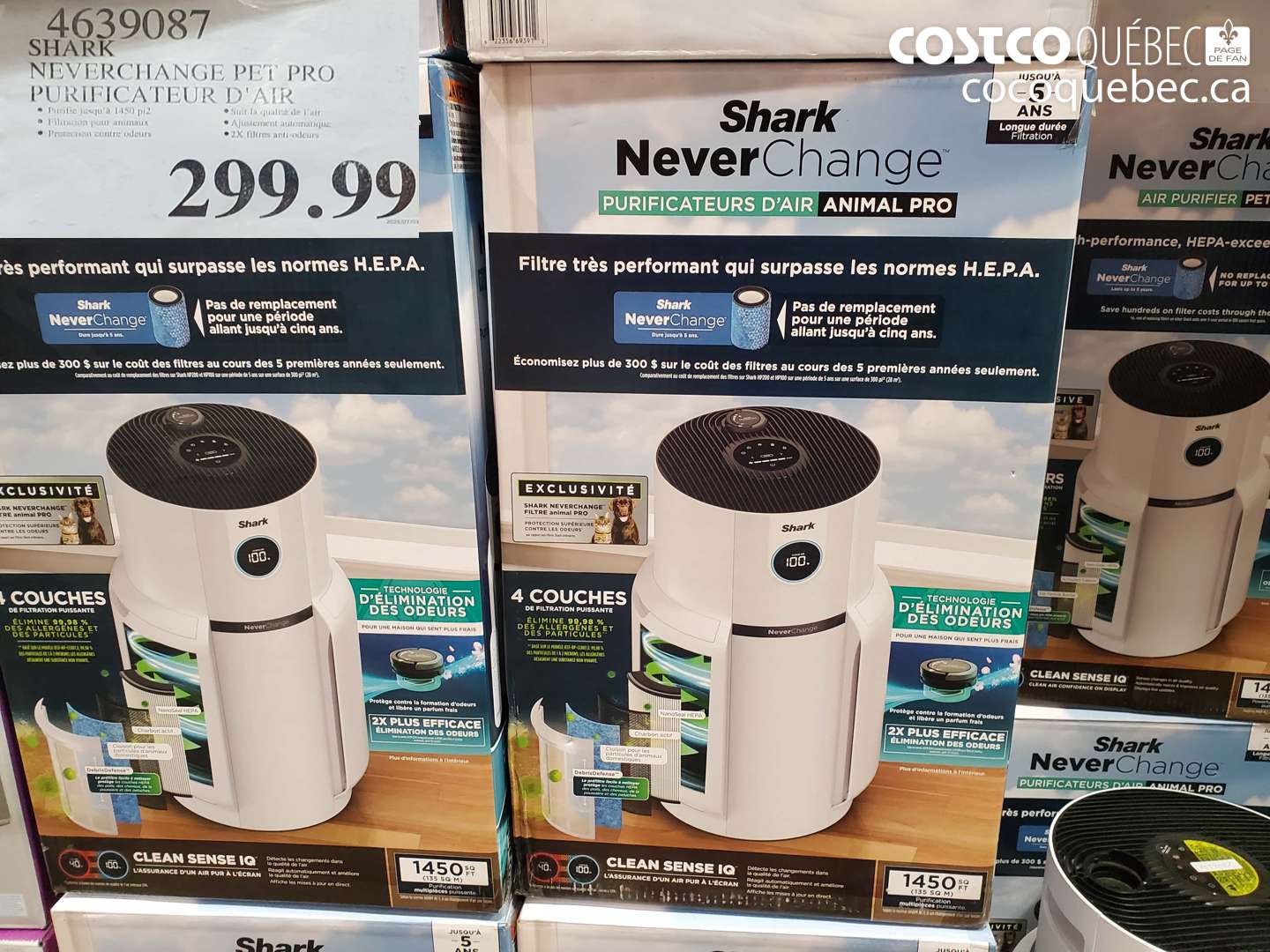4639087 SHARK NEVERCHANGE PET PRO PURIFICATEUR D'AIR $299.99