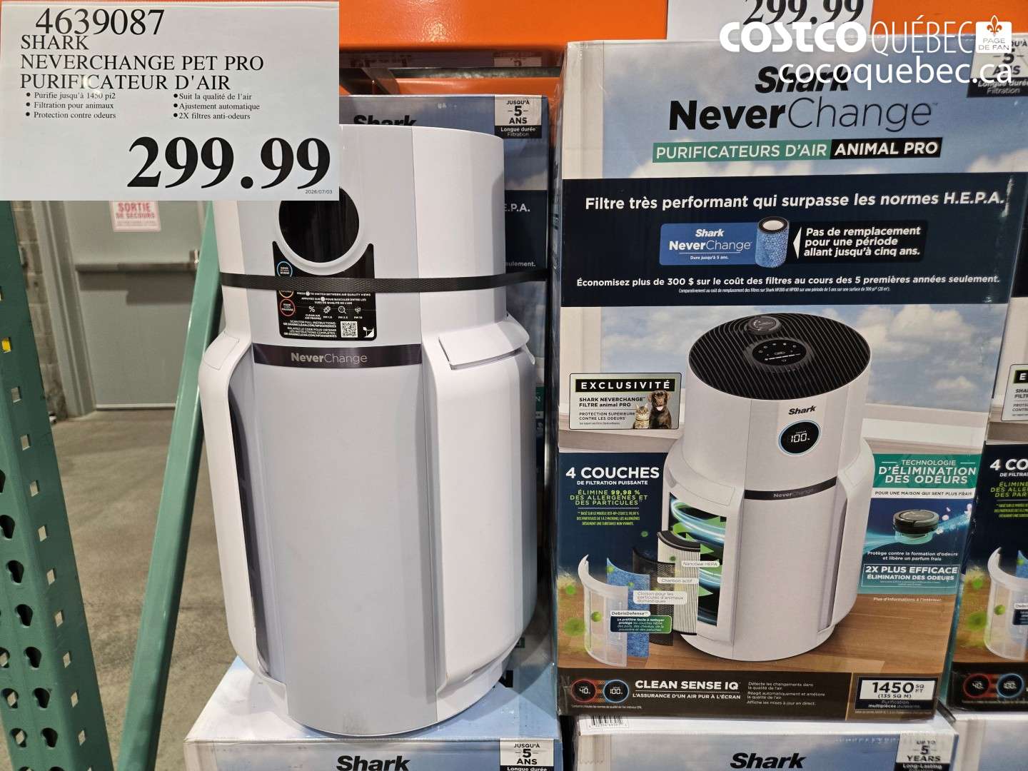 4639087 SHARK NEVERCHANGE PET PRO PURIFICATEUR D'AIR $299.99